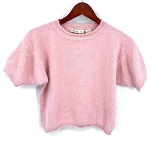 Vintage Pastel Pink Cropped Angora Short Sleeves Sweater